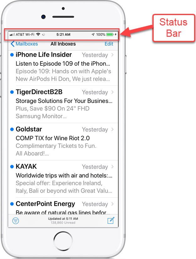 iPhone Status Bar How to Quickly Move Back to the Top