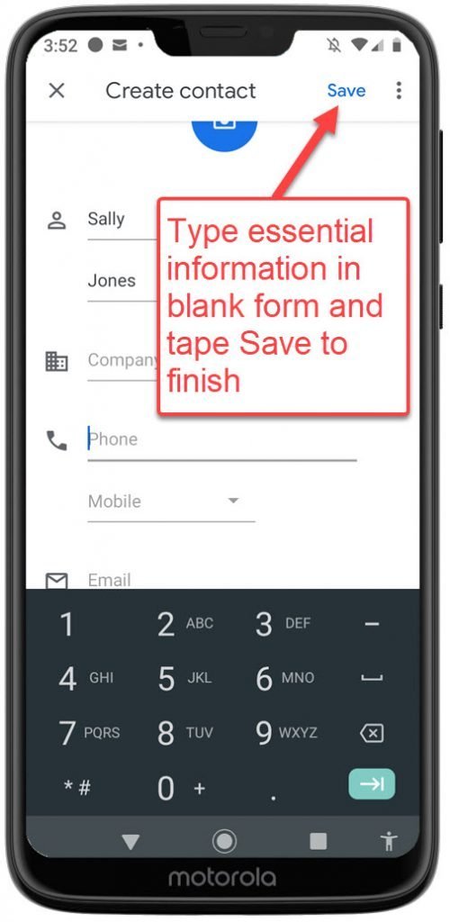 saving phone contacts to google