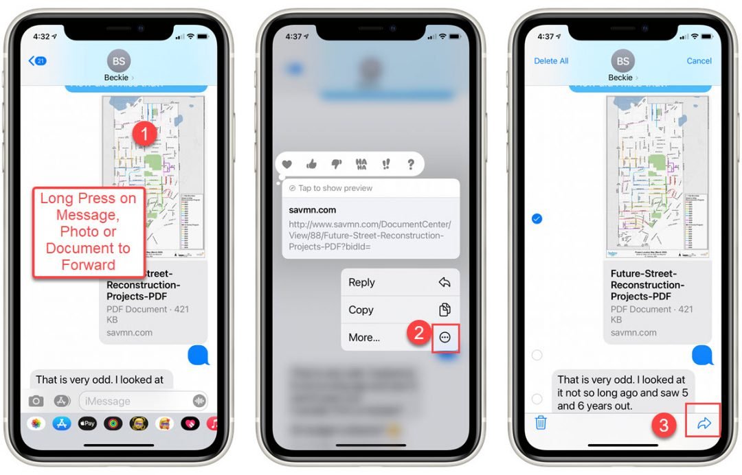 Forward a Text Message, Photos or Document in the Messages App | Senior ...